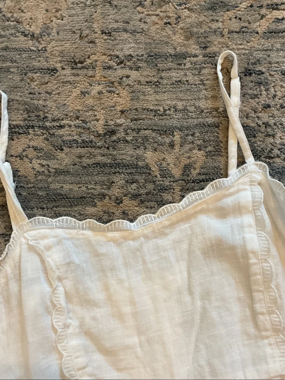 Aeropostale White Tiered Spaghetti-Strap Babydoll Mini Dress lace small cotton